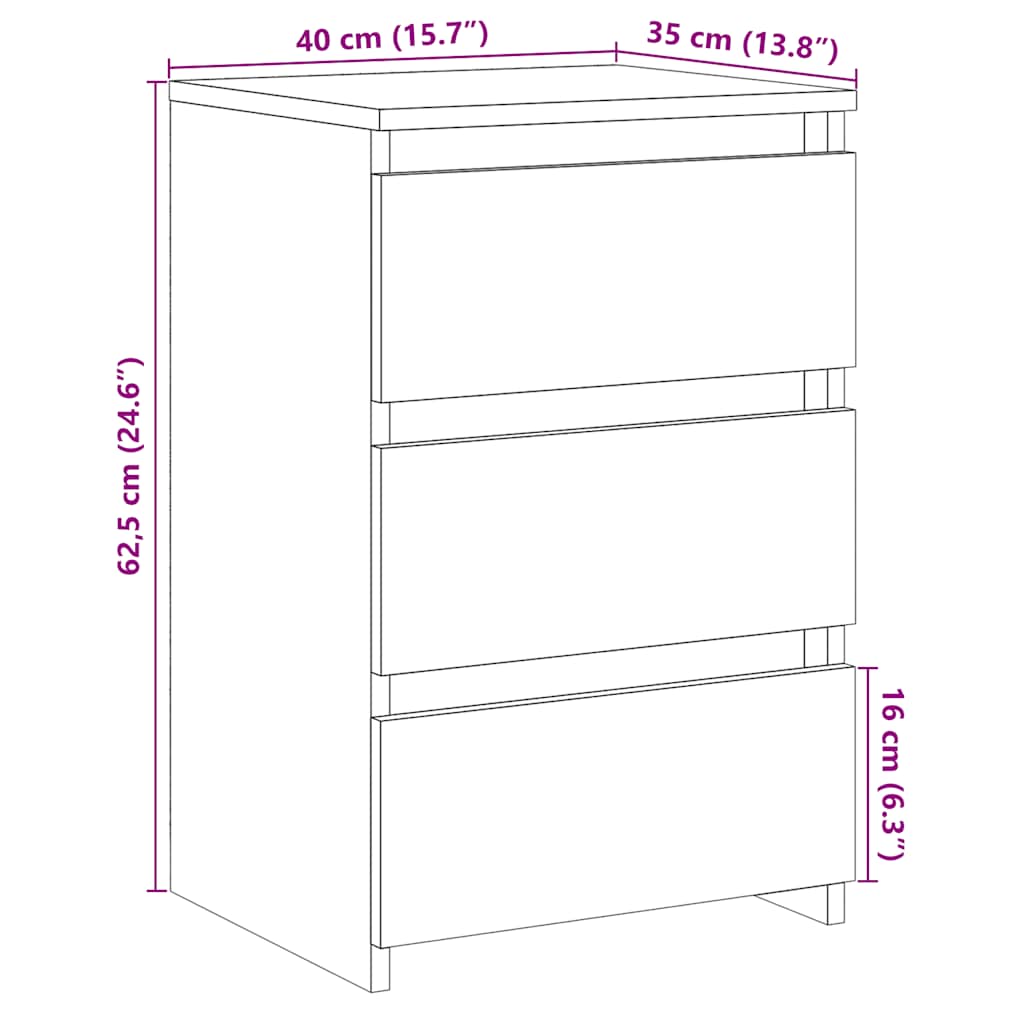 Bedside tables 2 pcs. Artisan oak 40x35x62.5 cm wood material