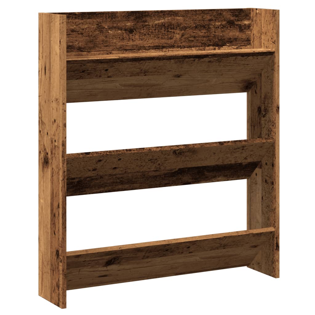 Étagère à chaussures murale aspect bois de récupération 80x18x90 cm matériau à base de bois