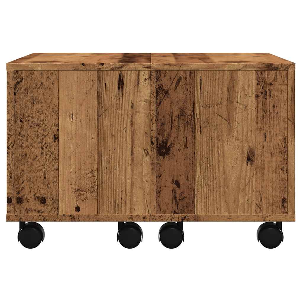 Table basse aspect bois récupéré 60x60x38 cm matériau bois
