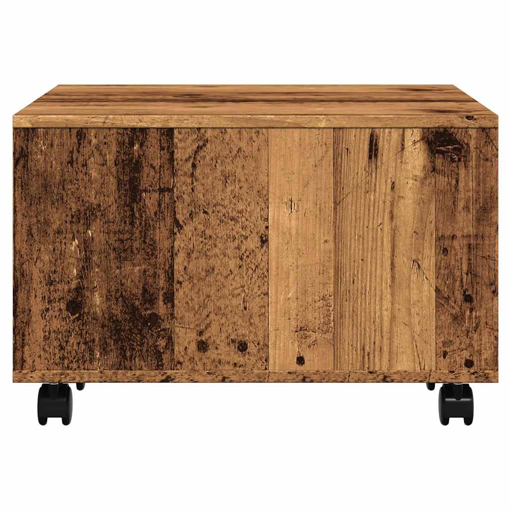 Table basse aspect bois récupéré 60x60x38 cm matériau bois