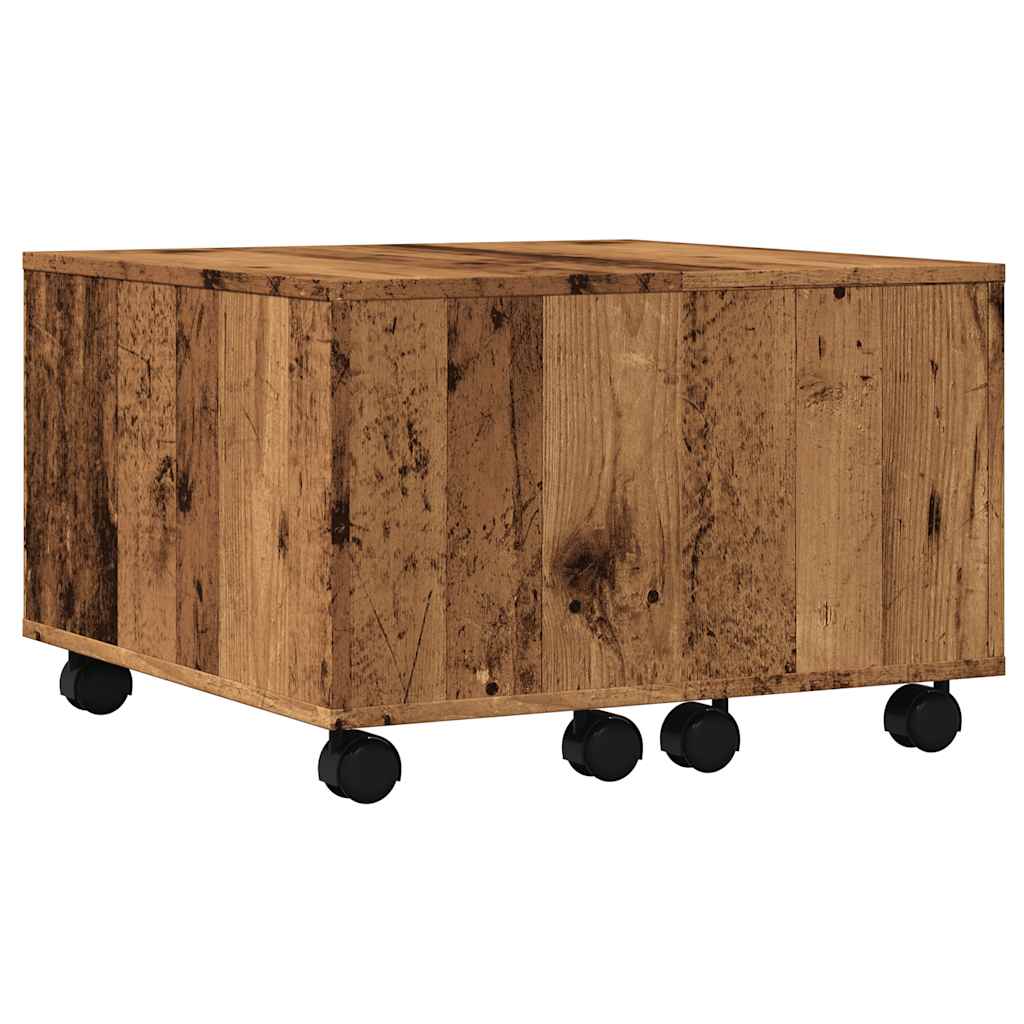 Table basse aspect bois récupéré 60x60x38 cm matériau bois