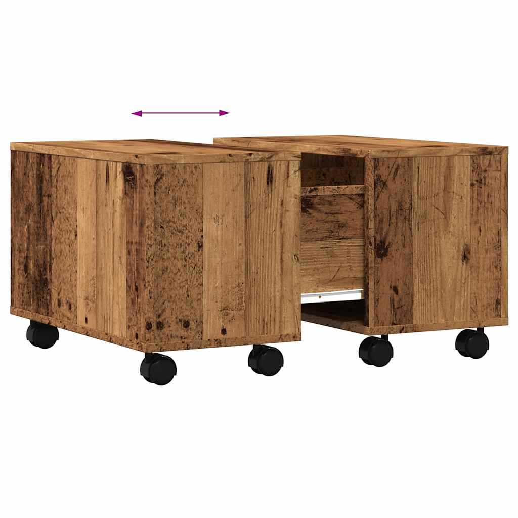 Table basse aspect bois récupéré 60x60x38 cm matériau bois