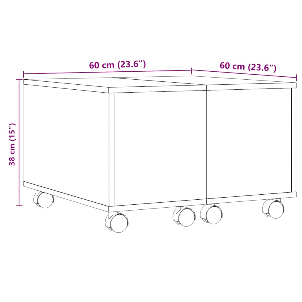 Table basse aspect bois récupéré 60x60x38 cm matériau bois