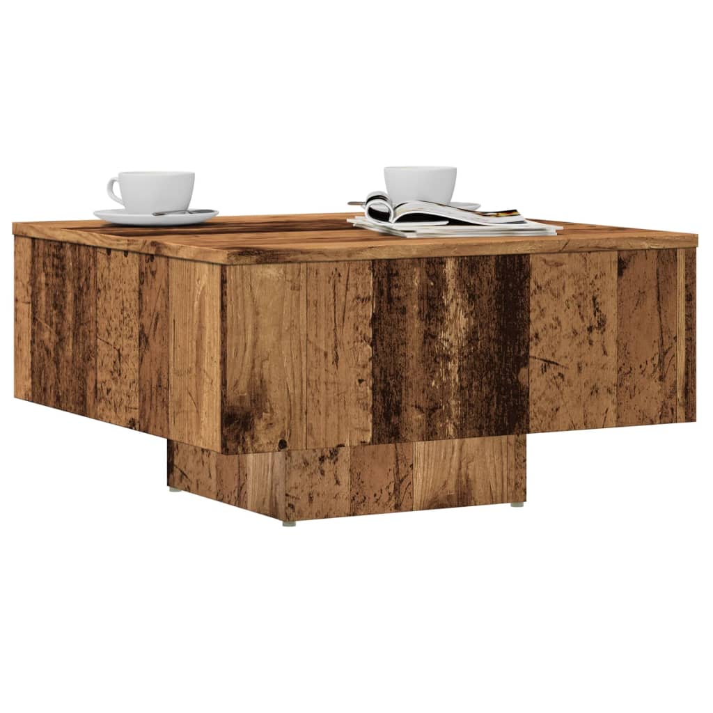Table basse aspect bois récupéré 60x60x31,5 cm matériau bois