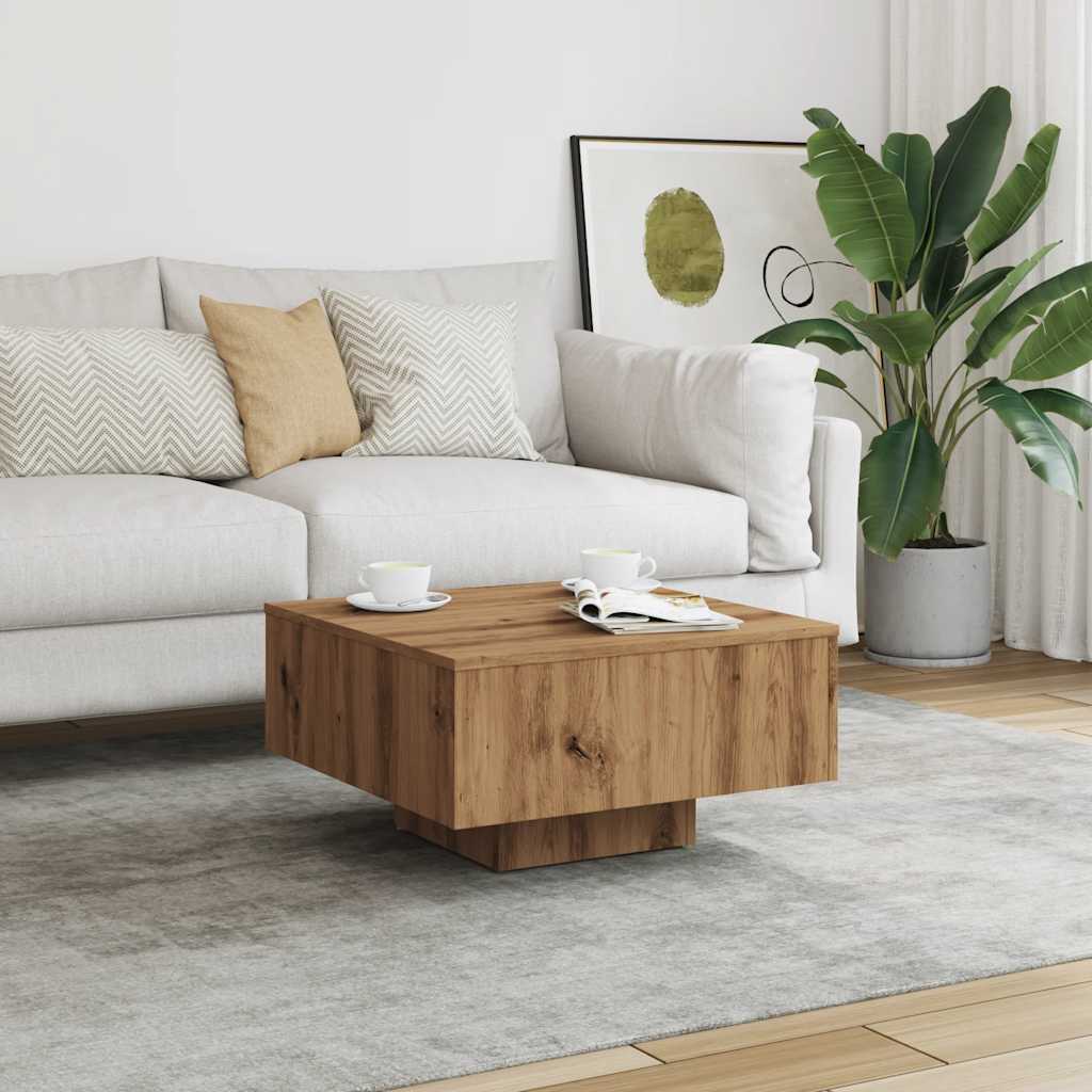 Table basse Artisan en chêne 60x60x31,5 cm matériau bois