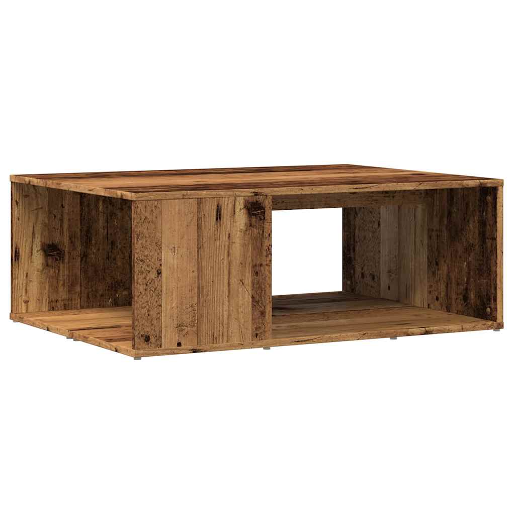 Table basse aspect bois récupéré 90x67x33 cm matériau bois