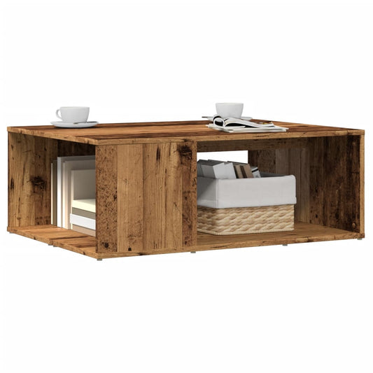 Table basse aspect bois récupéré 90x67x33 cm matériau bois