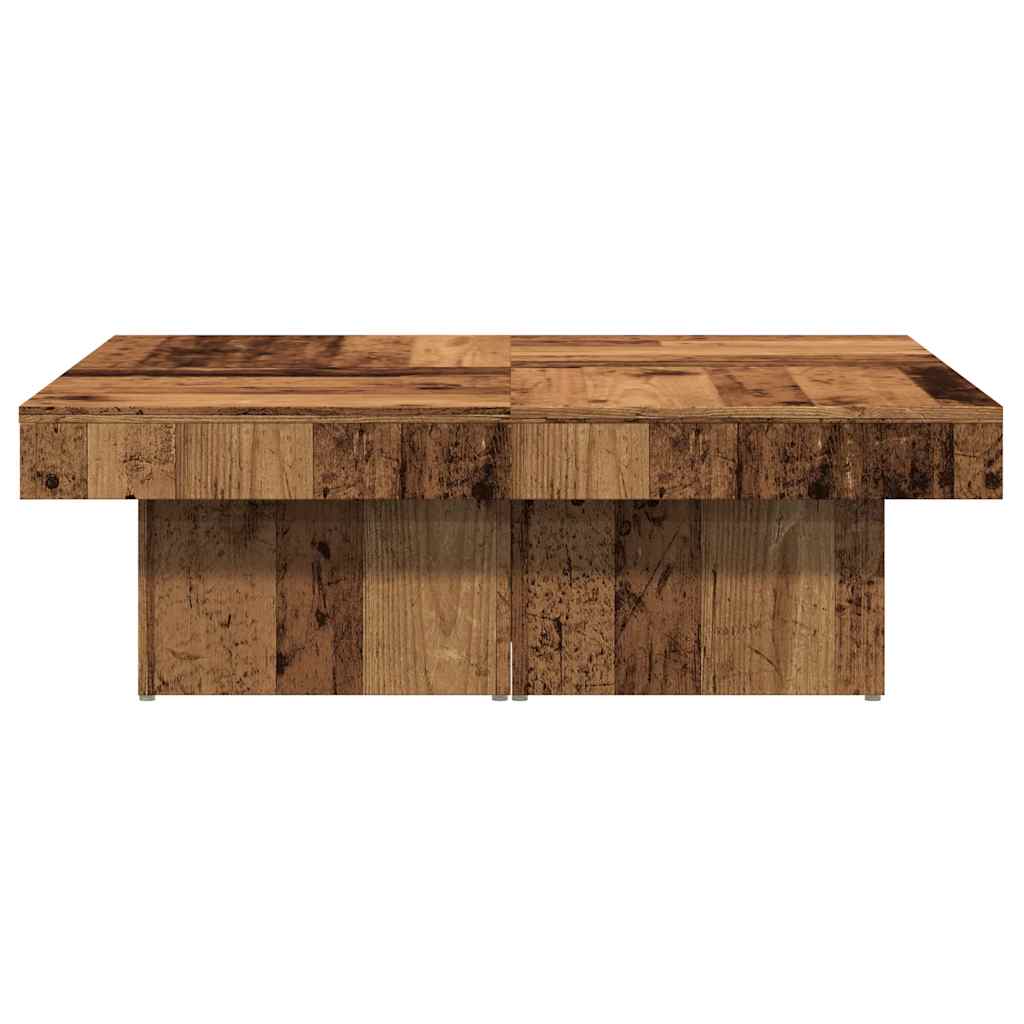 Table basse aspect bois récupéré 90x90x28 cm matériau bois