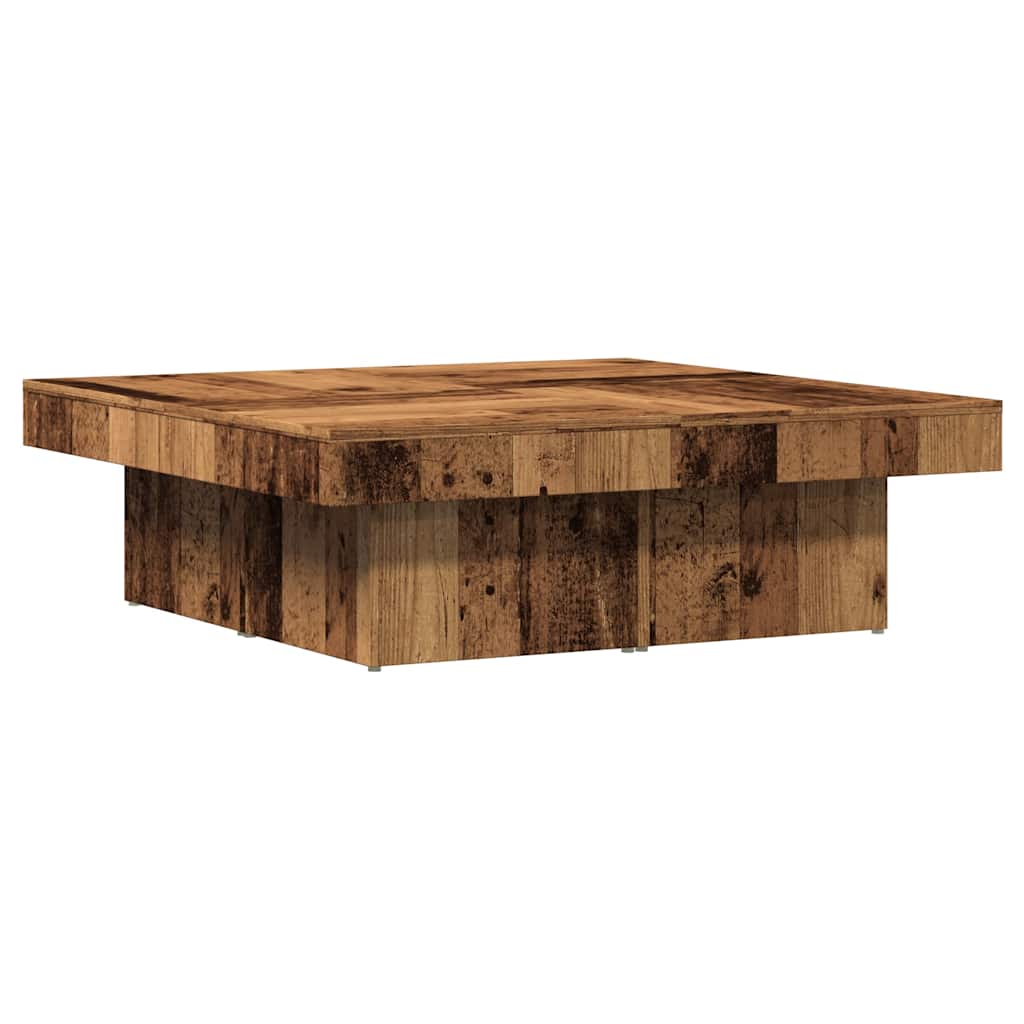 Table basse aspect bois récupéré 90x90x28 cm matériau bois