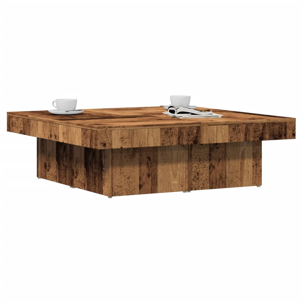 Table basse aspect bois récupéré 90x90x28 cm matériau bois