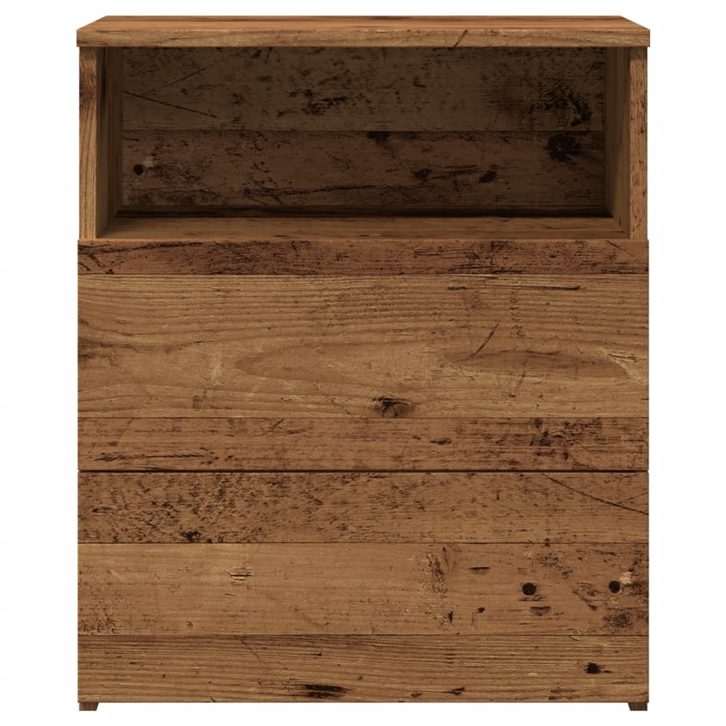 Table de chevet aspect bois de récupération 50x32x60 cm en bois