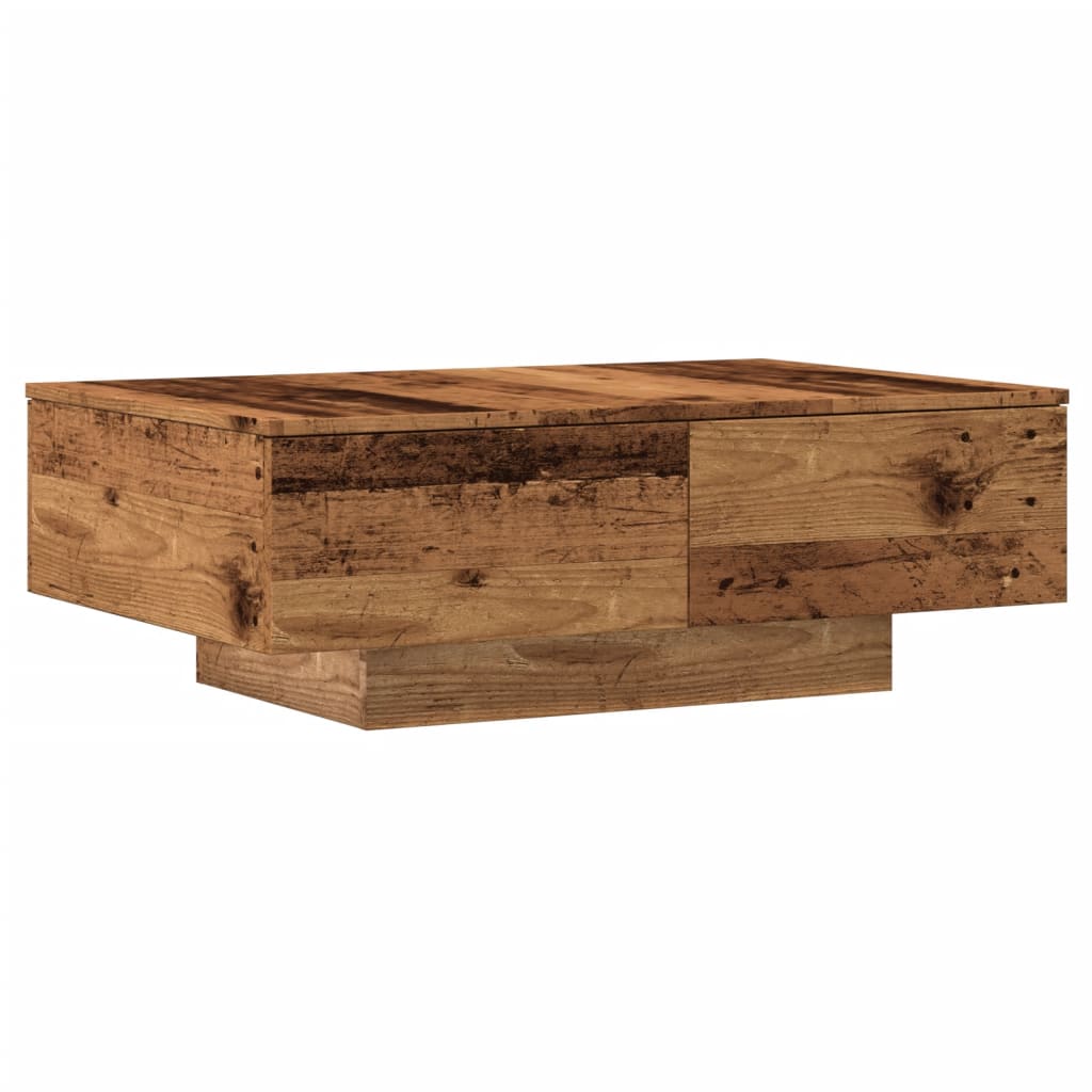 Table basse aspect bois récupéré 90x60x31 cm matériau bois