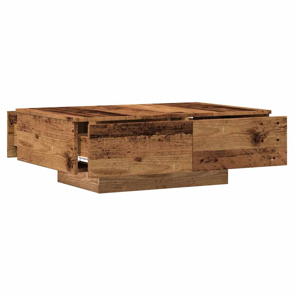 Table basse aspect bois récupéré 90x60x31 cm matériau bois