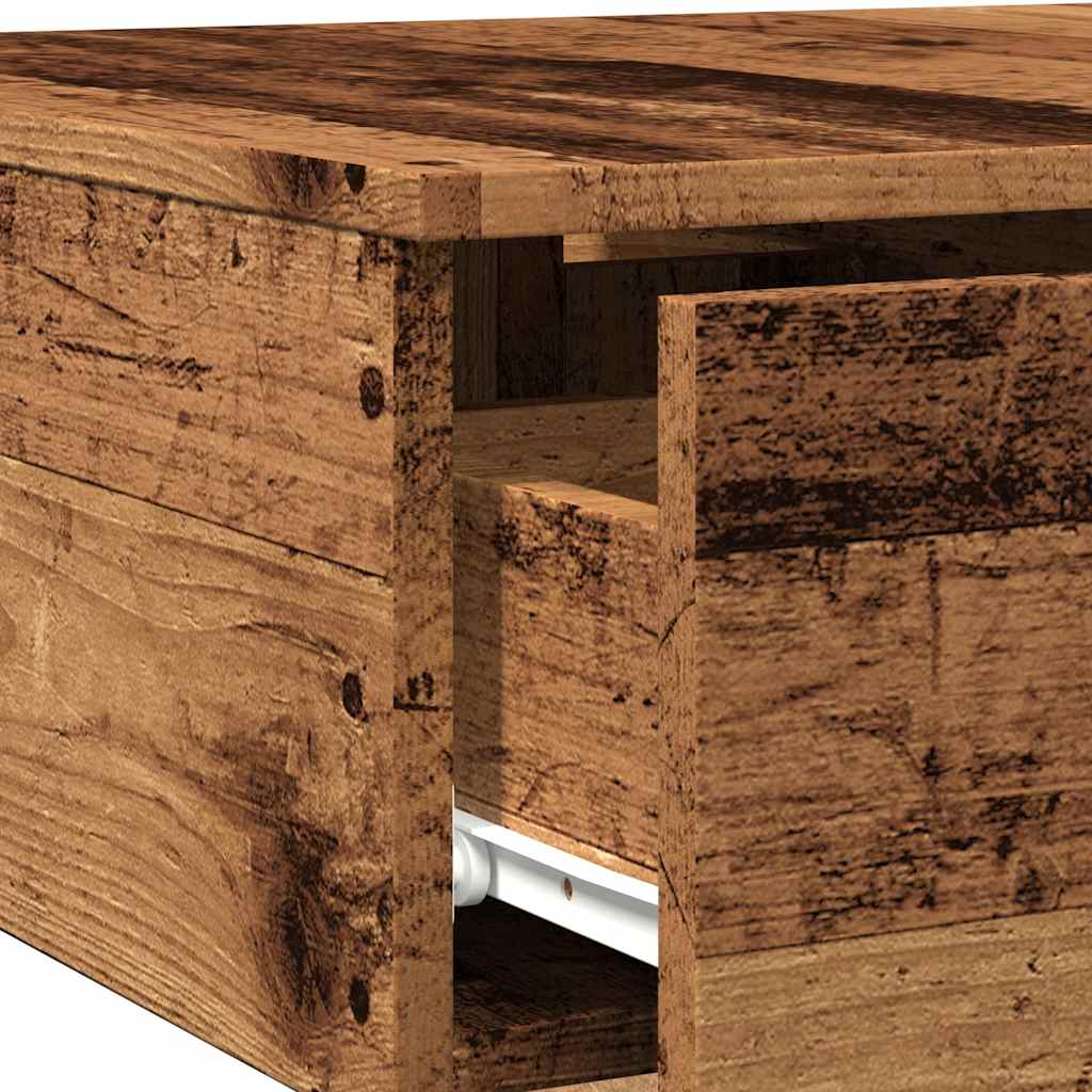 Table basse aspect bois récupéré 90x60x31 cm matériau bois