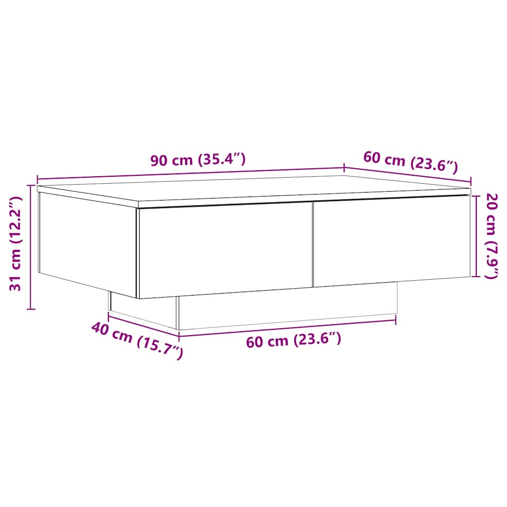 Table basse aspect bois récupéré 90x60x31 cm matériau bois