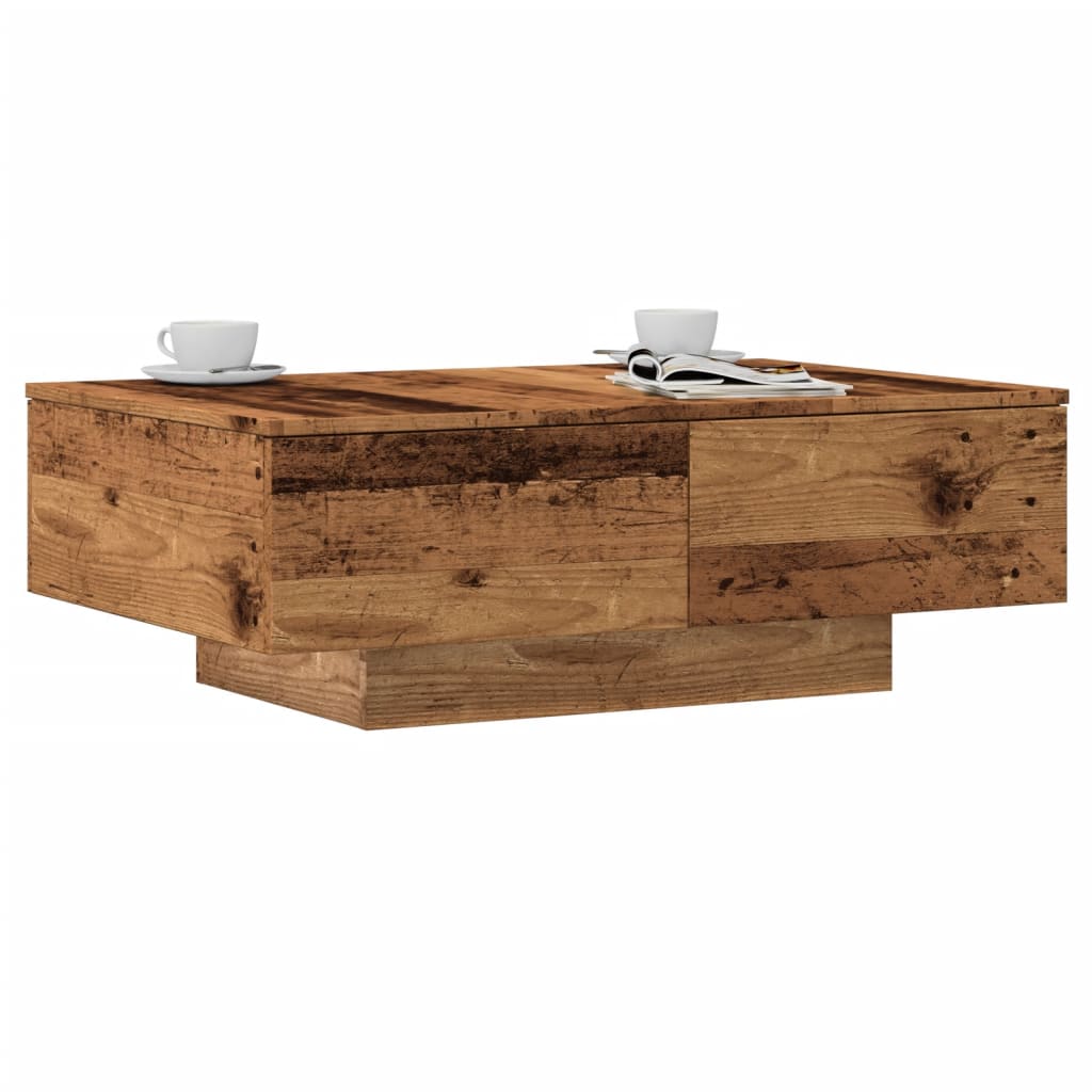 Table basse aspect bois récupéré 90x60x31 cm matériau bois