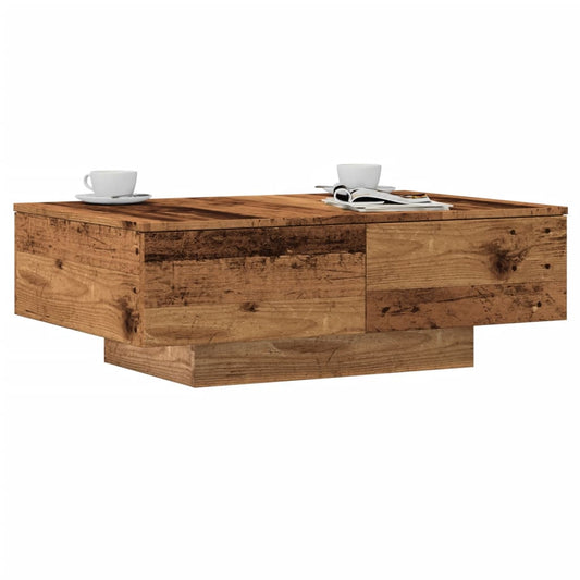 Table basse aspect bois récupéré 90x60x31 cm matériau bois
