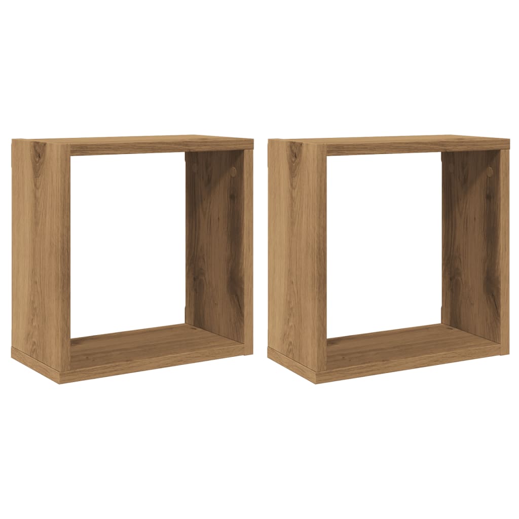 Étagères murales cubiques 2 pcs. Chêne artisanal 30x15x30 matériau bois