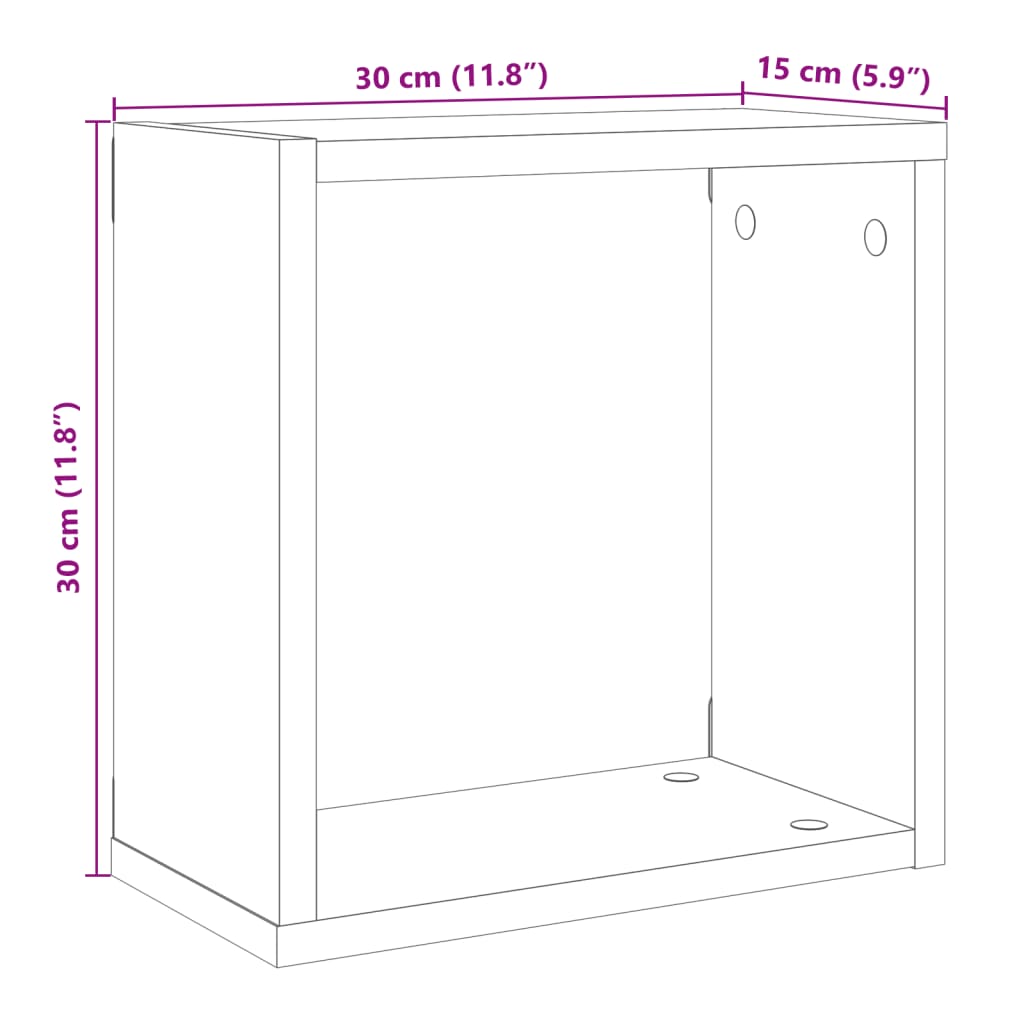 Étagères murales cubiques 6 pcs. Chêne artisanal 30x15x30 matériau bois