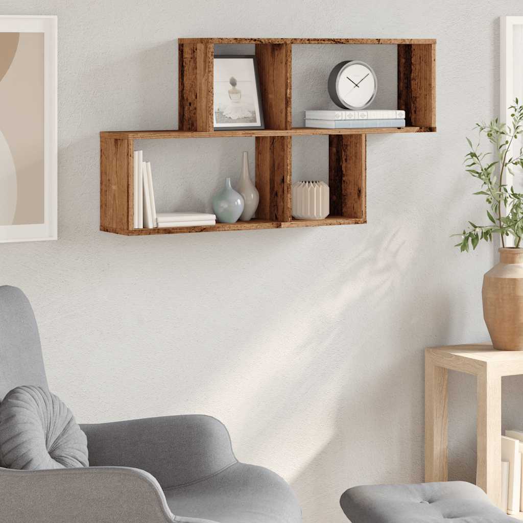 Wall shelf old wood look 100x18x53 cm wood material