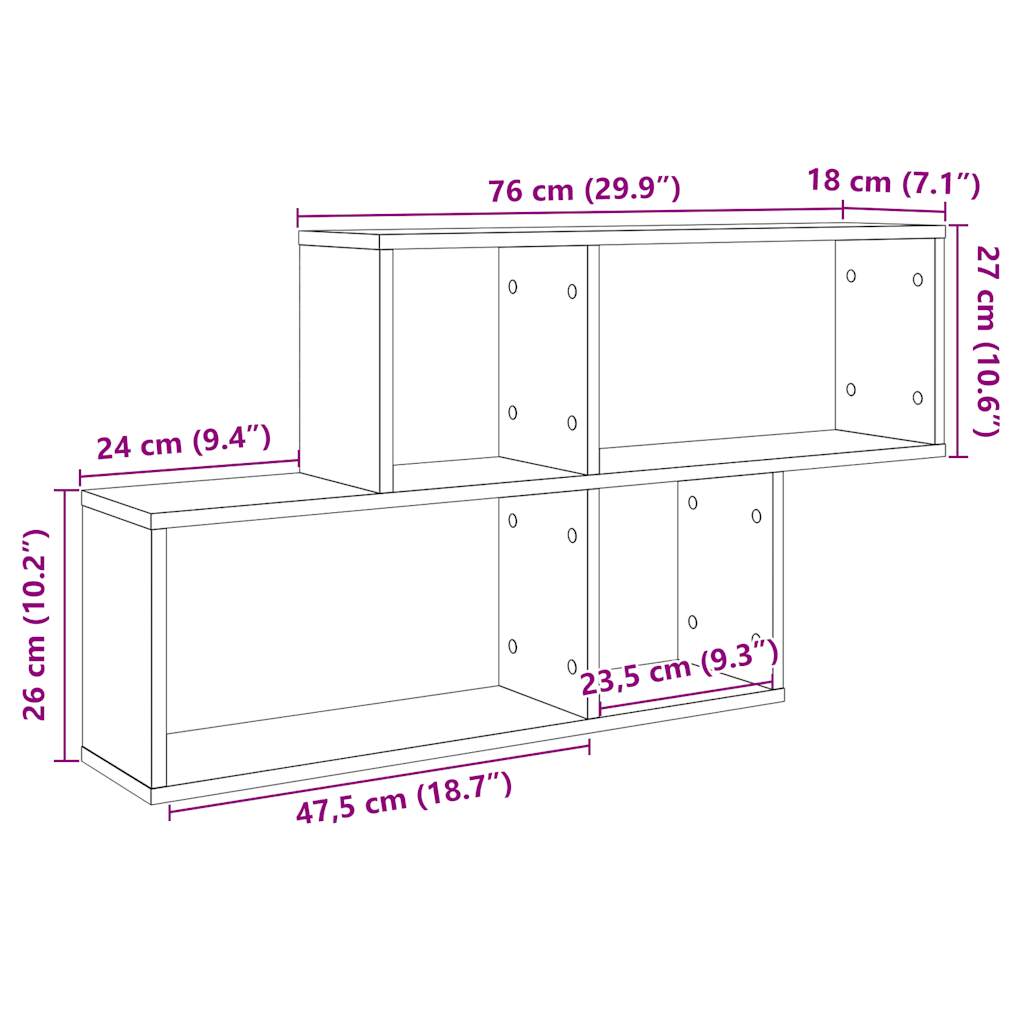 Wall shelf old wood look 100x18x53 cm wood material