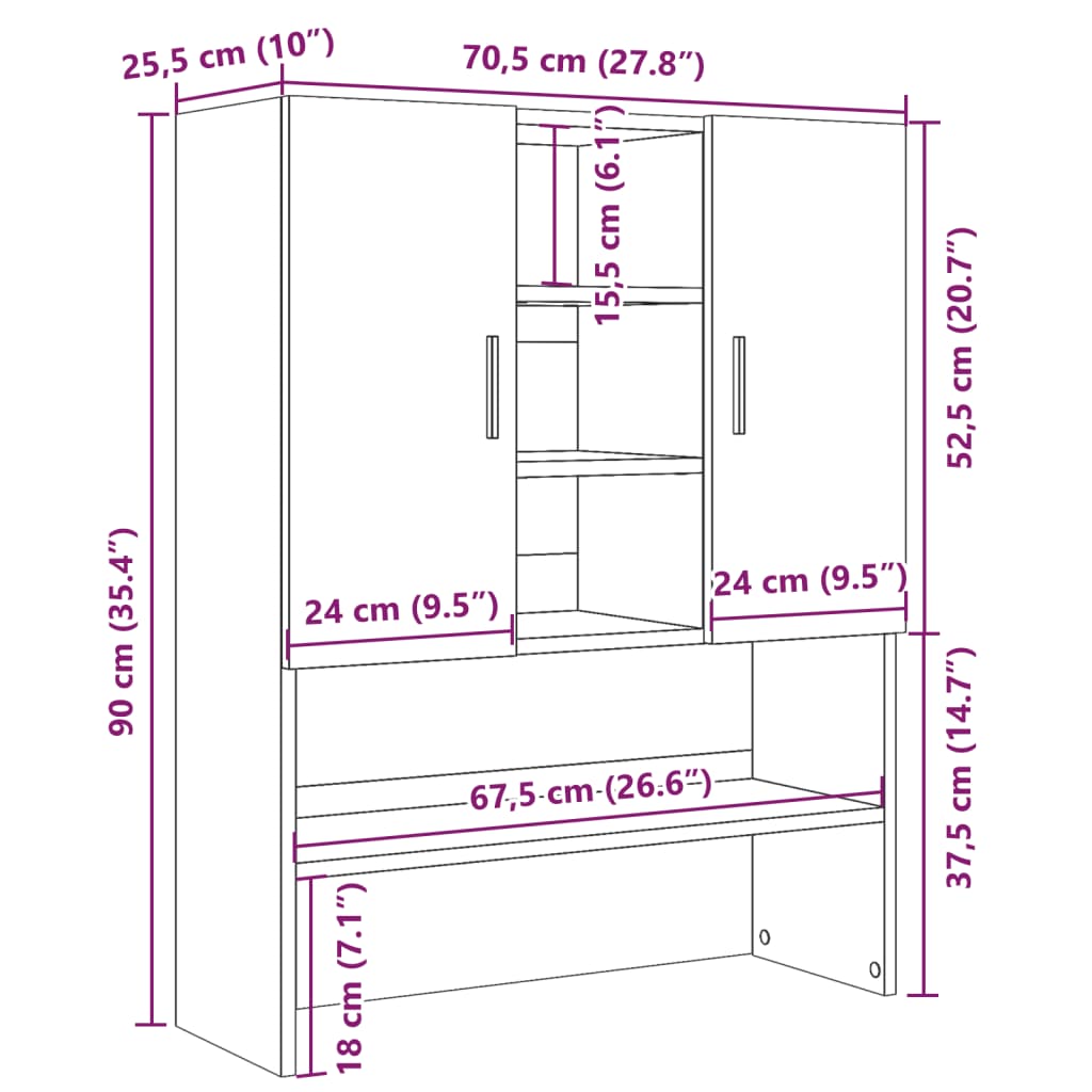 Meuble lave-linge béton gris 70,5x25,5x90 cm