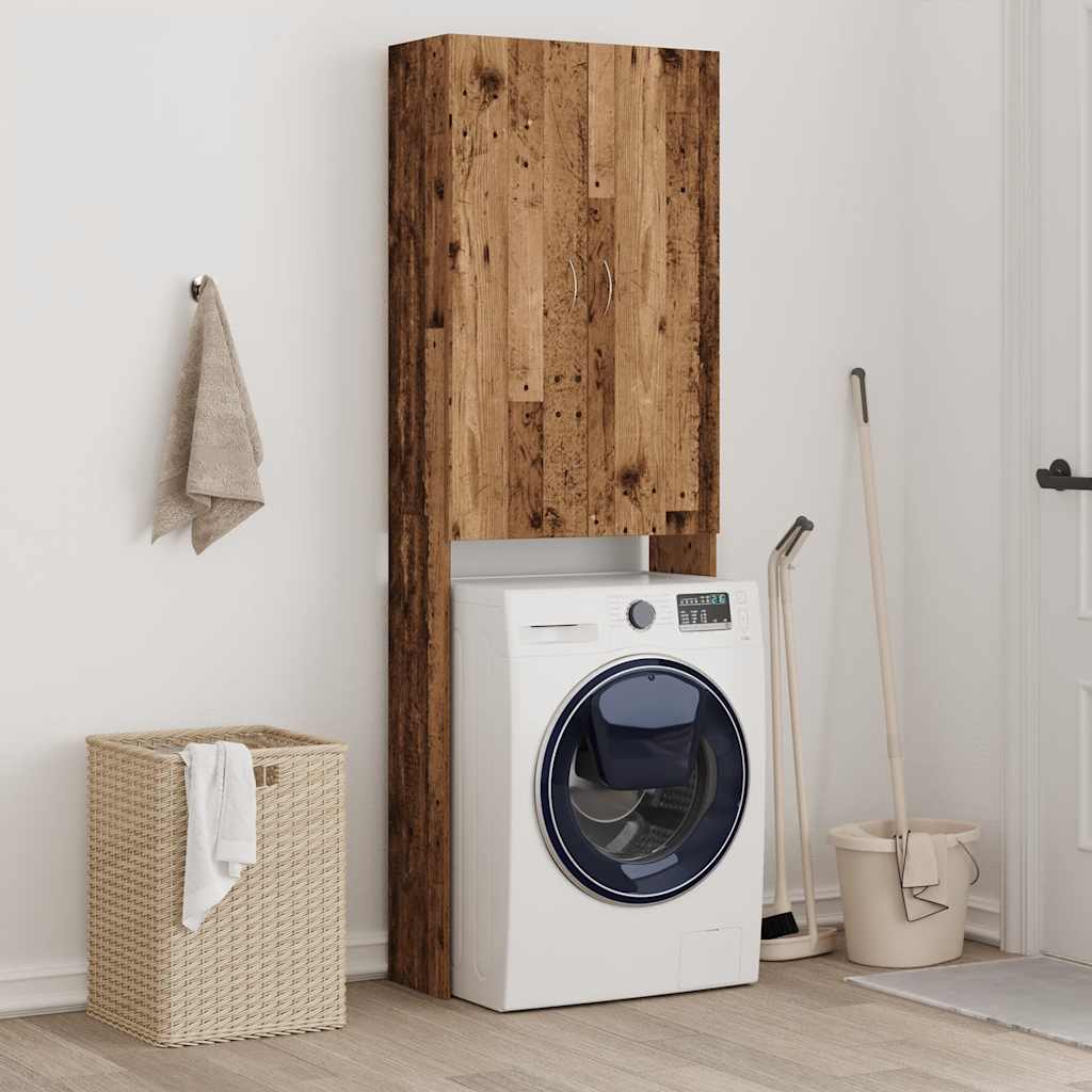 Meuble lave-linge aspect vieux bois 64x25,5x190 cm