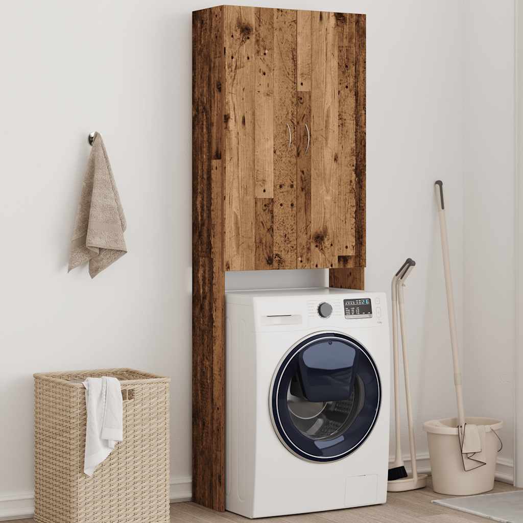 Meuble lave-linge aspect vieux bois 64x25,5x190 cm