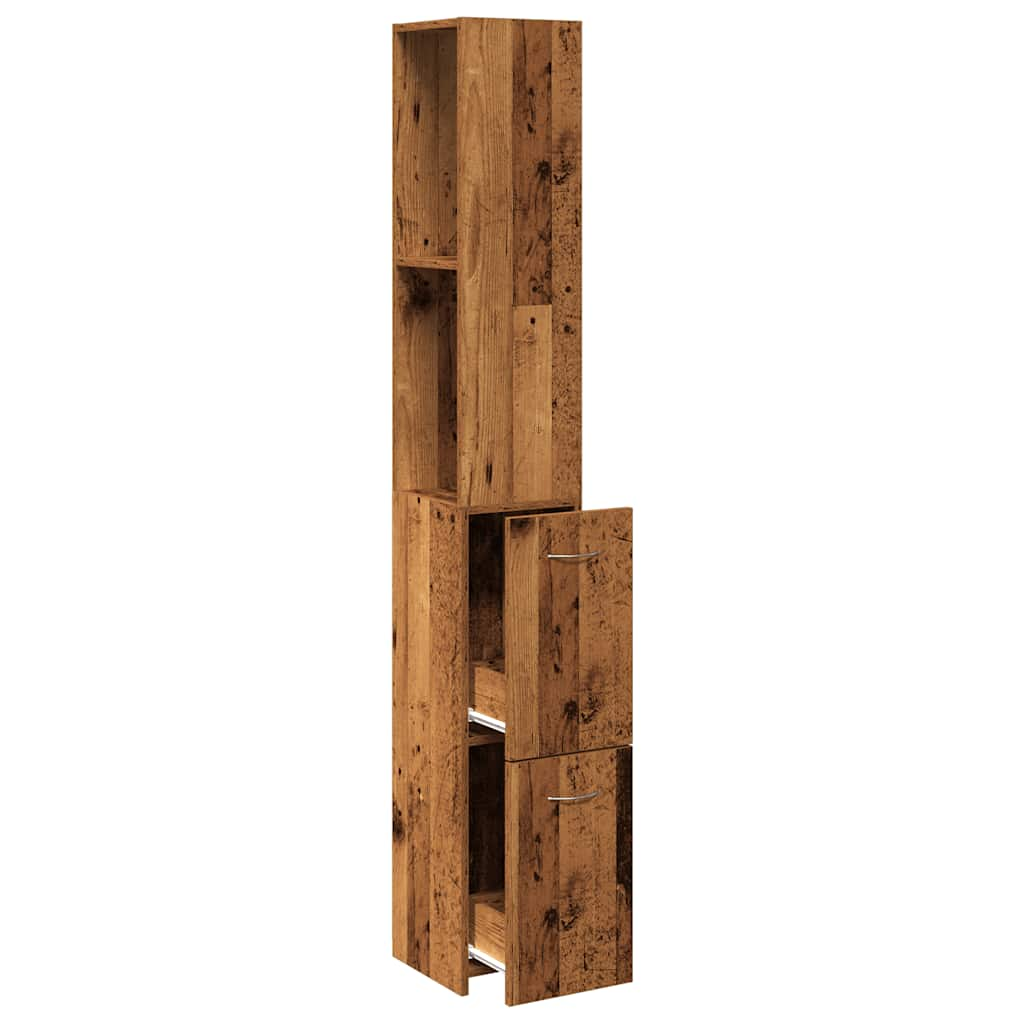 Badezimmerschrank Altholz-Optik 25x25x170 cm Holzwerkstoff