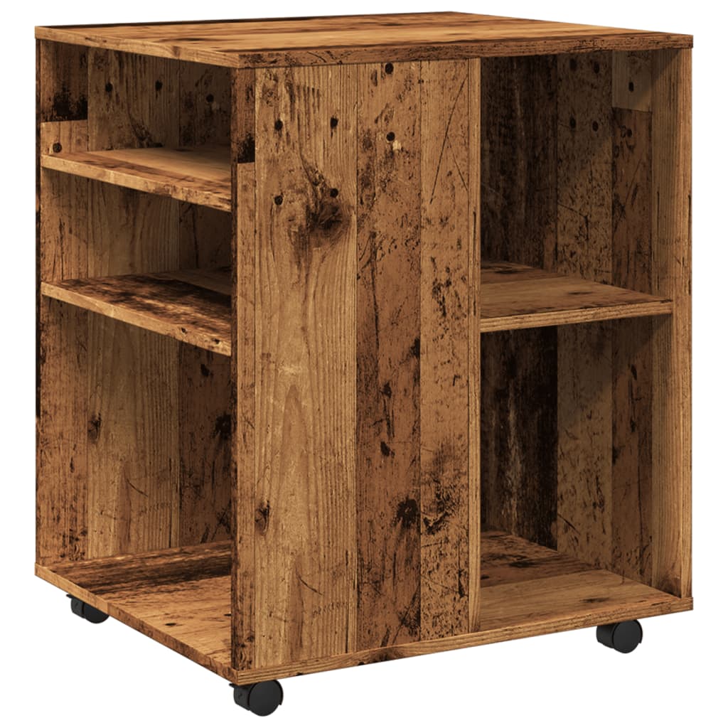 Rolling Cabinet Old Wood Look 60x53x72 cm Wood Material