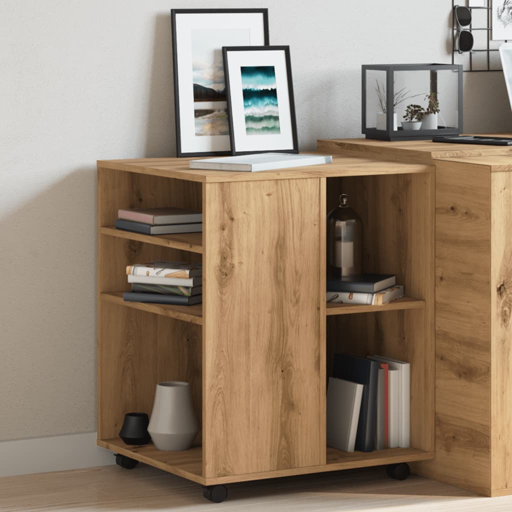 Rolling Cabinet Artisan Oak 60x53x72 cm Wood Material