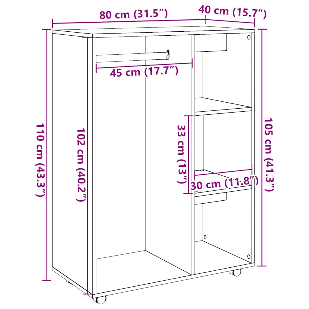 Portant à vêtements aspect bois de récupération 80x40x110 cm en matériau bois