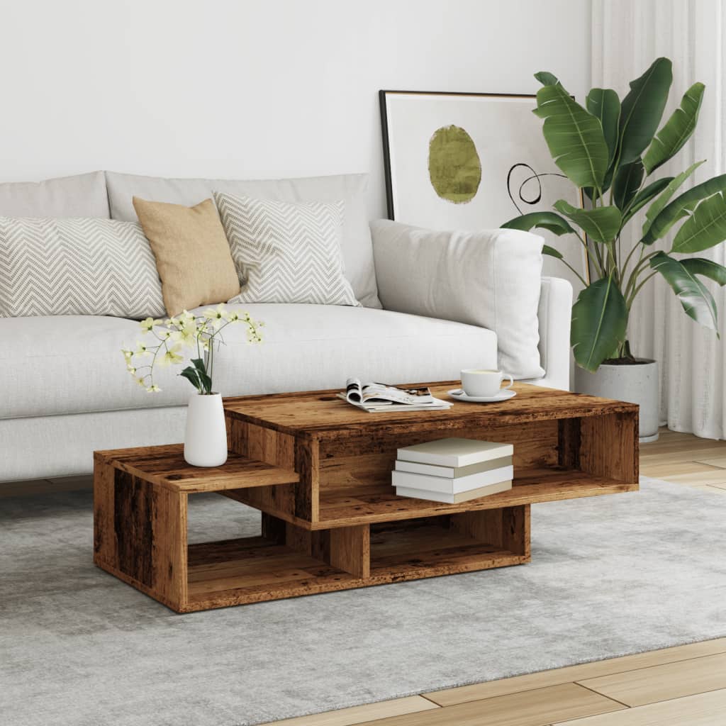 Table basse aspect bois de récupération 105x55x32 cm en bois