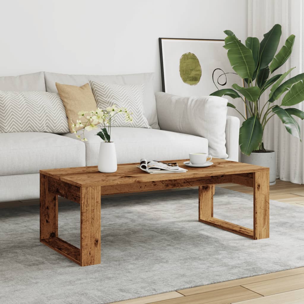 Table basse aspect bois de récupération 102x50x35 cm en bois