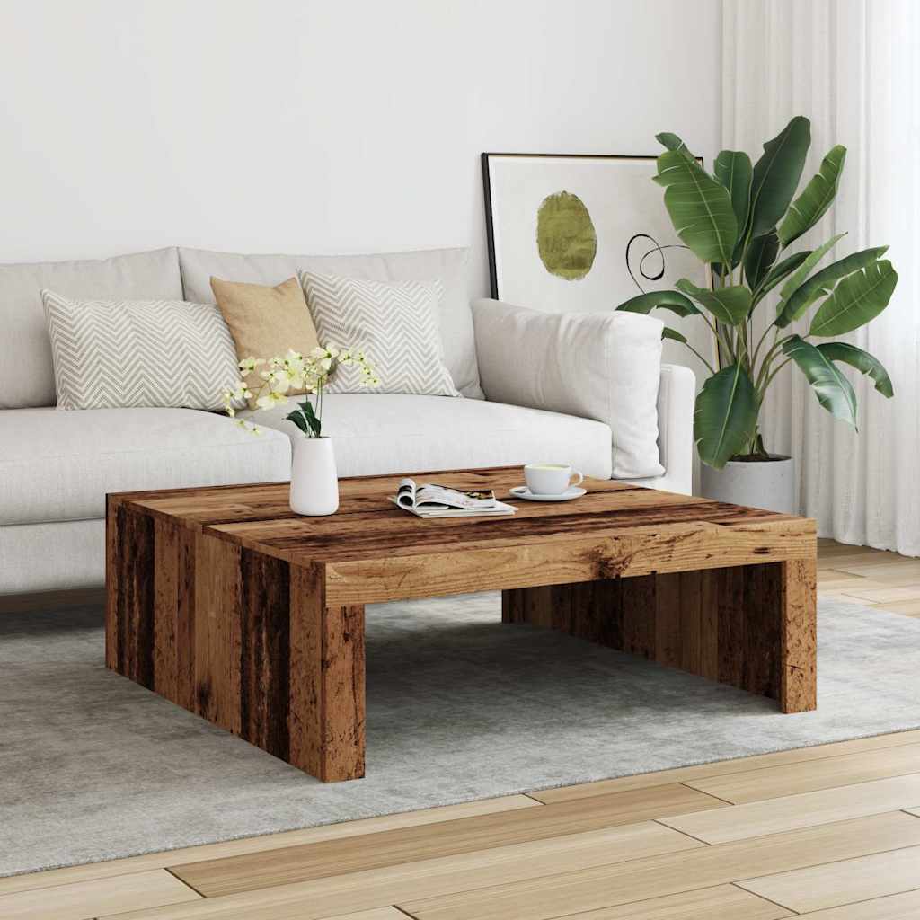 Table basse aspect bois de récupération 100x100x35 cm en bois