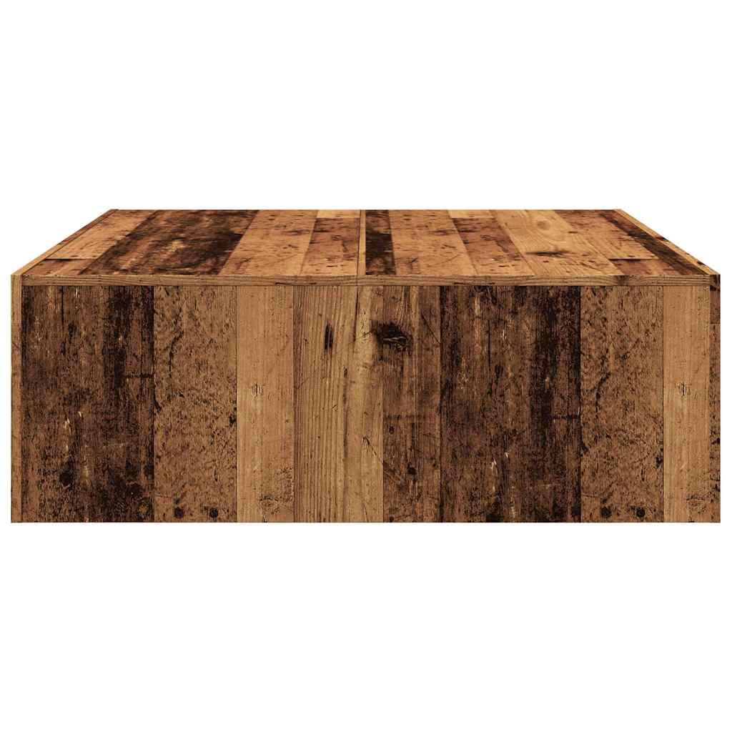 Table basse aspect bois de récupération 100x100x35 cm en bois