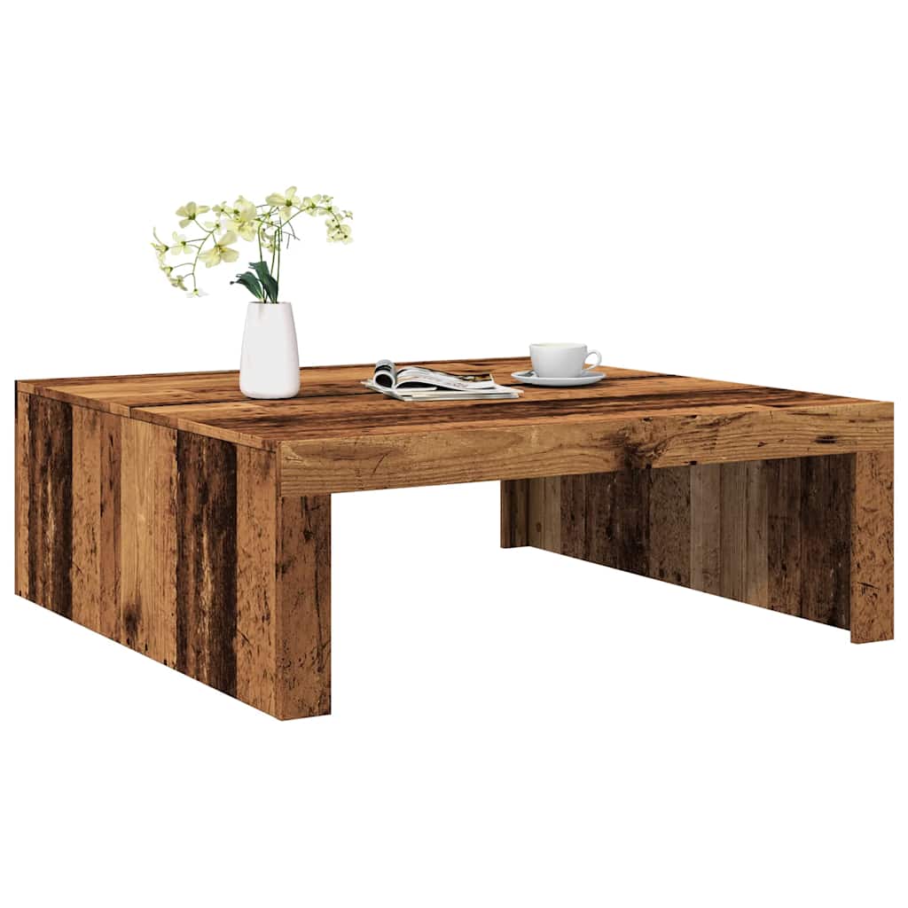 Table basse aspect bois de récupération 100x100x35 cm en bois