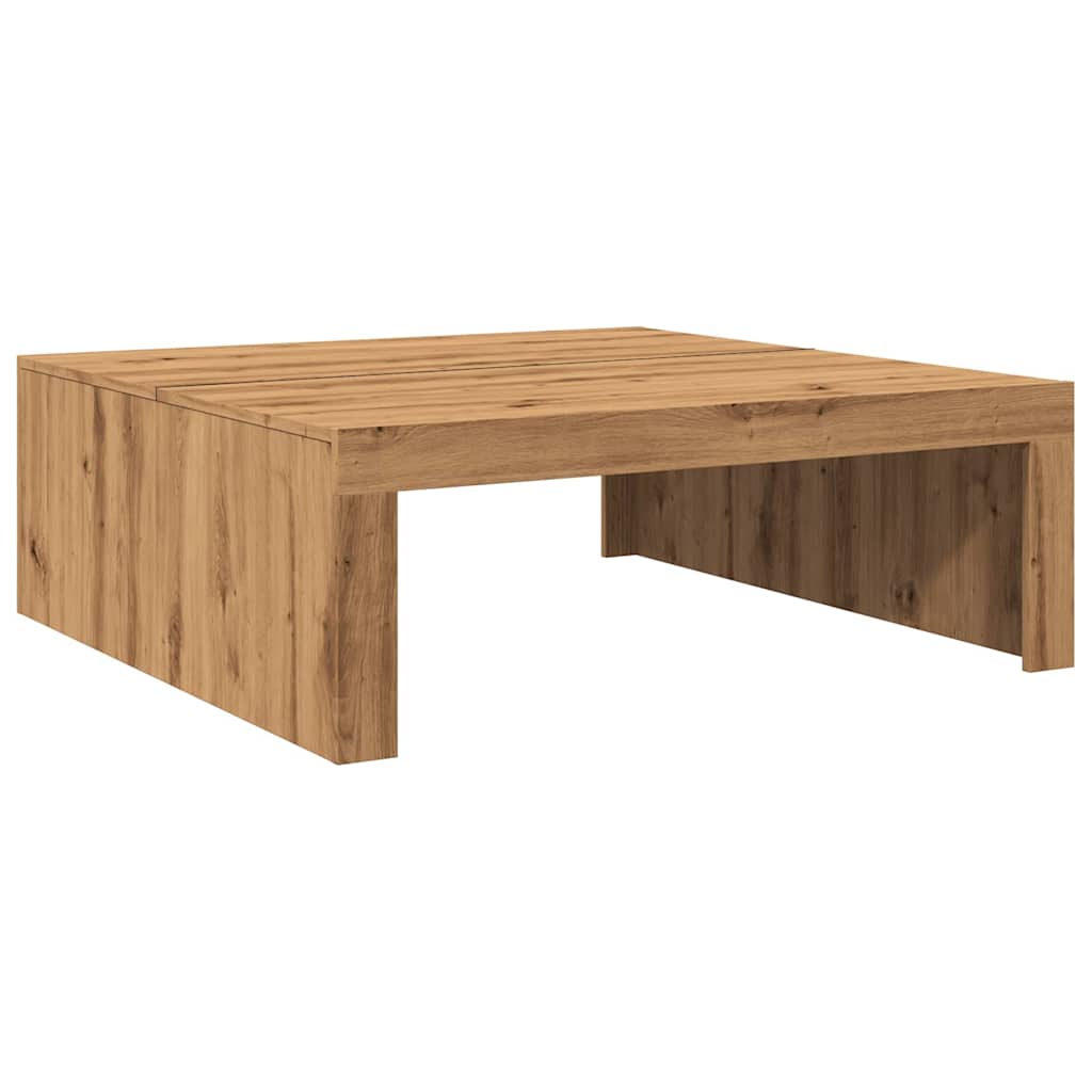 Table basse artisanale en chêne 100x100x35 cm matériau bois