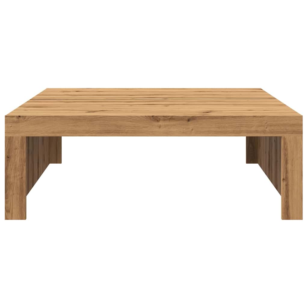 Table basse artisanale en chêne 100x100x35 cm matériau bois