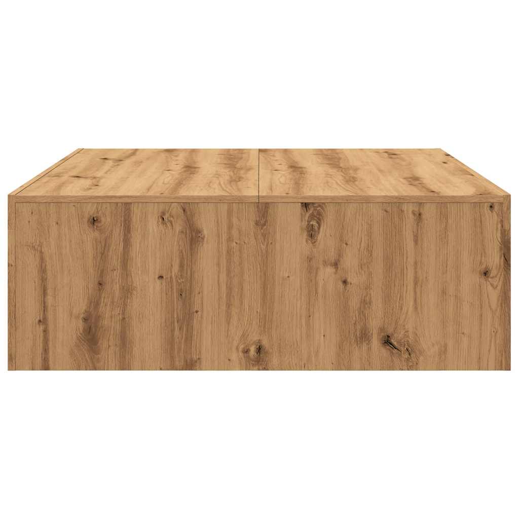 Table basse artisanale en chêne 100x100x35 cm matériau bois