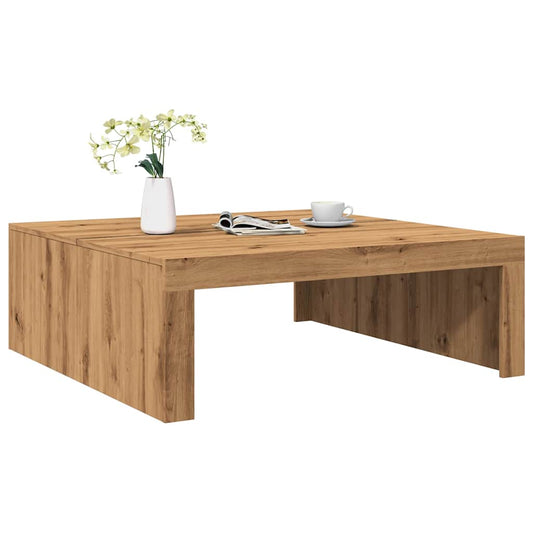 Table basse artisanale en chêne 100x100x35 cm matériau bois