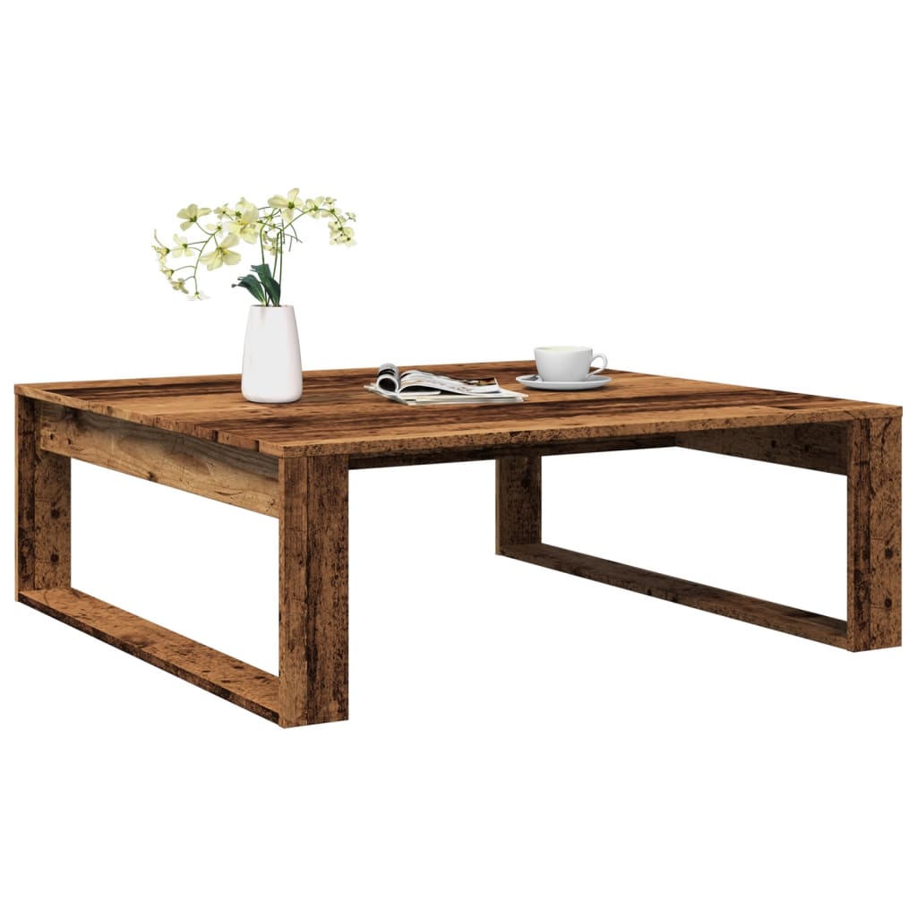 Table basse aspect bois de récupération 100x100x35 cm en bois