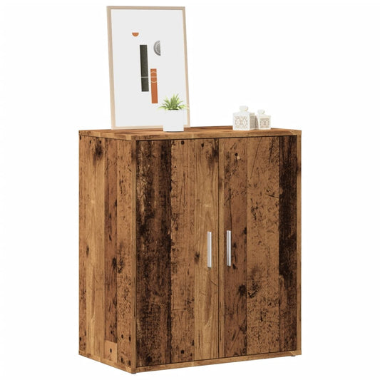 Étagère à chaussures aspect bois recyclé 60x35x70 cm matériau bois