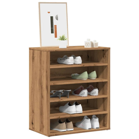 Étagère à chaussures Artisan en chêne 60x35x70 cm en bois
