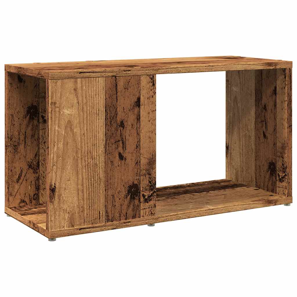 Meuble TV aspect bois de récupération 60x24x32 cm en matériau bois