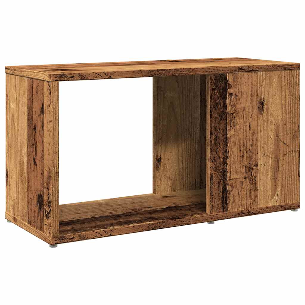 Meuble TV aspect bois de récupération 60x24x32 cm en matériau bois