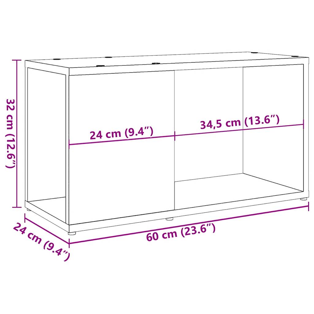 Meuble TV aspect bois de récupération 60x24x32 cm en matériau bois