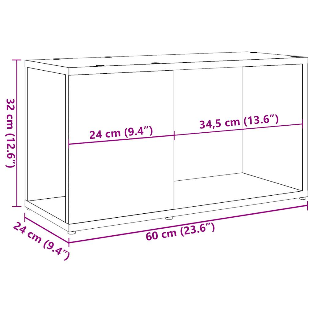 Meuble TV Chêne artisanal 60x24x32 cm matériau bois