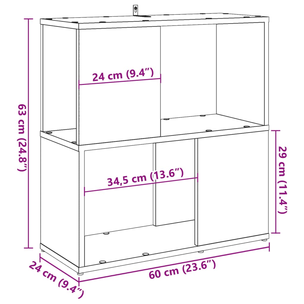 Bibliothèque aspect bois de récupération 60x24x63 cm en matériau bois