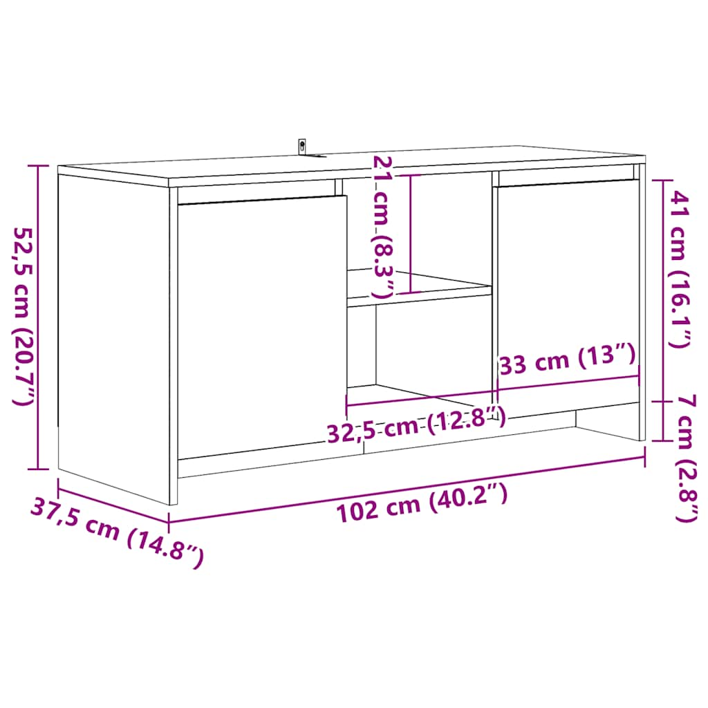 Meuble TV aspect bois de récupération 102x37,5x52,5 cm en bois